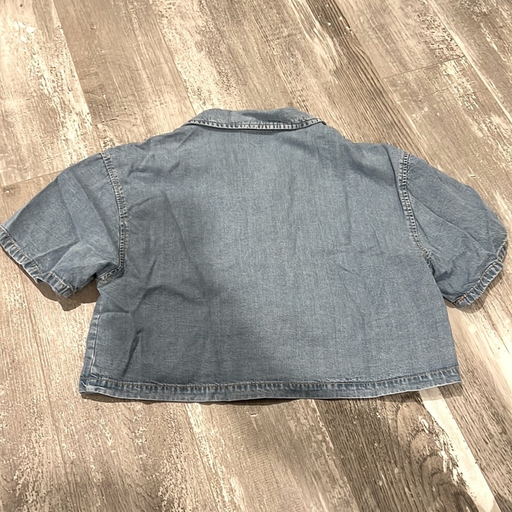 Zara Crop Flowy Denim Shirt - Picture 10 of 10